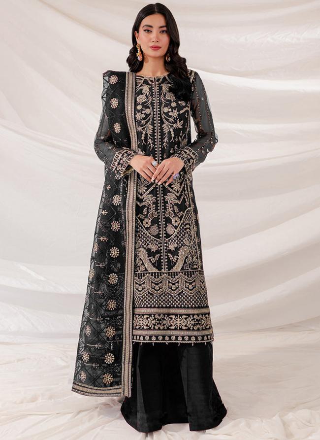 Faux Georgette Black Festival Wear Embroidery Work Pakistani Suit